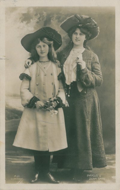 Celebrities of the Stage: Miss Phyllis and Miss Zena Dare, c.1903-08 by English Photographer